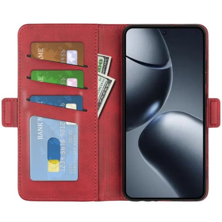 Чехол-книжка с двусторонней магнитной застёжкой на Xiaomi 15T - красный