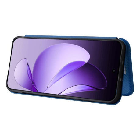 Чехол-книжка Carbon Fiber Texture на OPPO Reno13 5G Global - синий