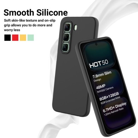 Силіконовий чохол Solid Color Liquid Silicone на Infinix Hot 50 4G - чорний
