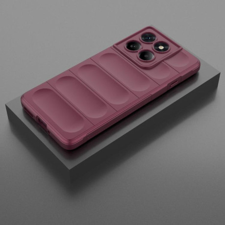Силиконовый чехол Magic Flannel для Motorola Edge 60 Pro 5G - винно-красный