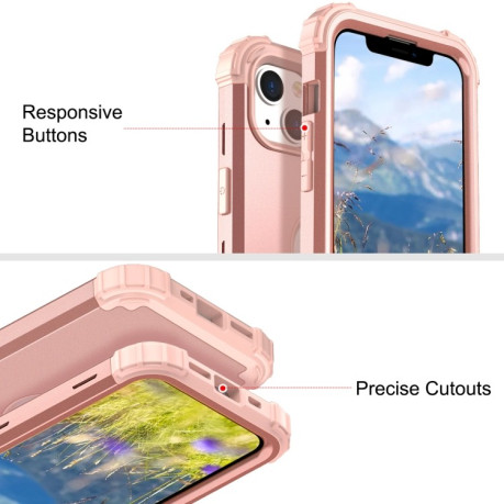 Протиударний Чохол Dropproof 3 in 1 Silicone sleeve для iPhone 14 Plus - рожеве золото