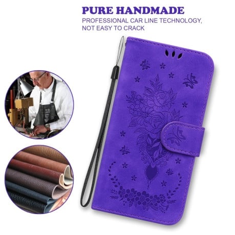 Чехол-книжка Butterfly Rose Embossed для Realme 9 Pro Plus/ Realme 9 4G- фиолетовый