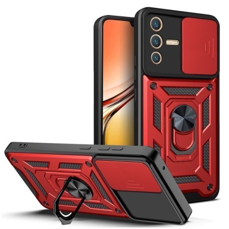 Противоударный чехол Sliding Camshield для Vivo V23 5G / S12 - красный