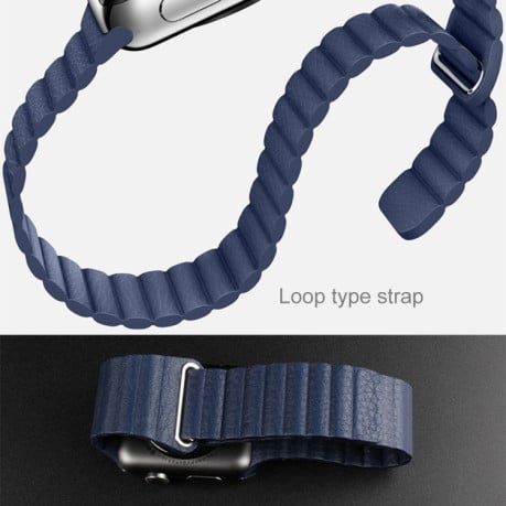 Ремешок Leather Loop Magnetic для Apple Watch 38/40mm - темно-синий