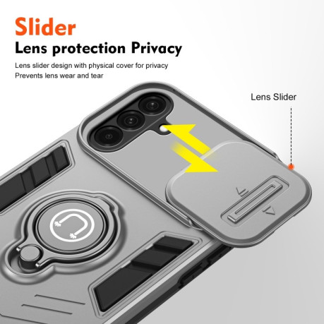 Противоударный чехол Sliding Camshield Ring Holder для Samsung Galaxy A36 - серый