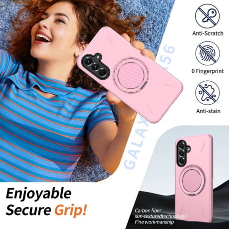 Ударостійкий чохол Kalebol з MagSafe і підставкою на Samsung Galaxy A37 5G — рожевий