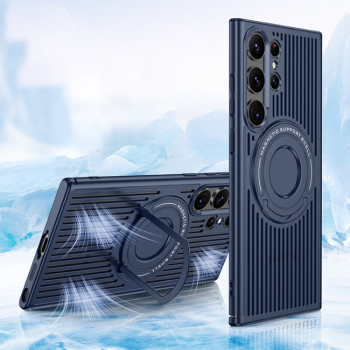 Противоударный чехол Cooling MagSafe Magnetic для Samsung Galaxy S23 Ultra 5G - синий