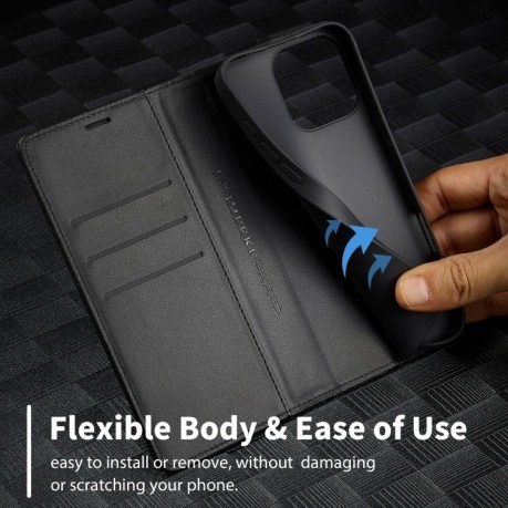 Чохол-книжка LCIMEEKE Carbon Fiber для iPhone 16 Pro Max - Black