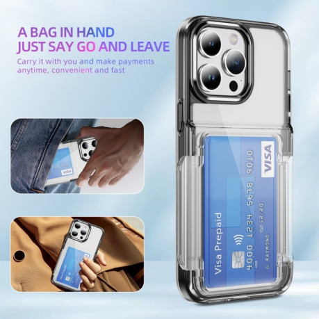 Противоударный чехол Card Holder Acrylic Hybrid TPU для iPhone 16 Pro - черный