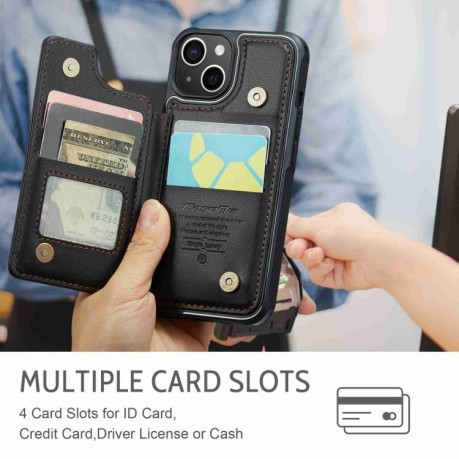 Чохол CaseMe C22 Card Slots Holder RFID Anti-theft для iPhone 15 Plus - чорний