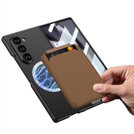 Противоударный чехол GKK Integrated Magsafe Detachable Card Slot для Samsung Galaxy  Fold 6 - коричневый