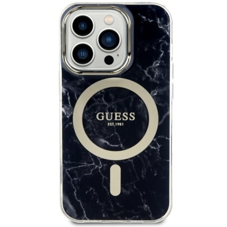 Оригинальный чехол Guess Marble MagSafe для iPhone 14 Pro Max - black