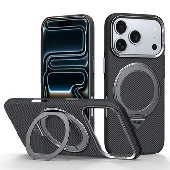 Чохол Sulada Kevlar Grid з поворотним магнітним тримачем на iPhone 18 Pro Max — чорний