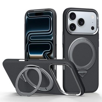 Чохол Sulada Kevlar Grid з поворотним магнітним тримачем на iPhone 18 Pro — чорний