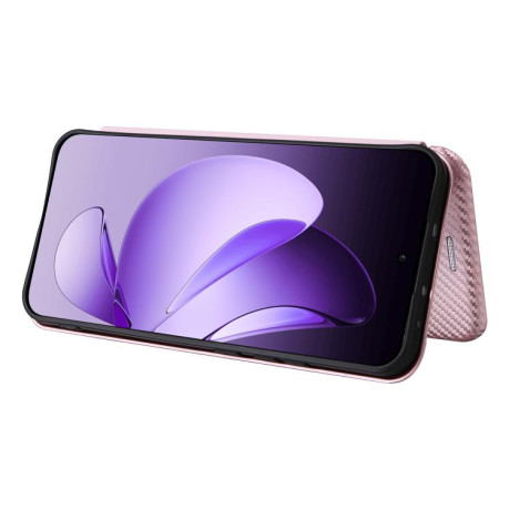 Чохол-книжка Carbon Fiber Texture на OPPO Reno13 5G Global - рожевий