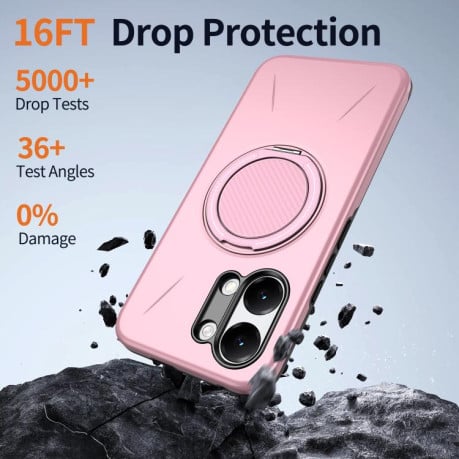 Чохол Metal Rotation Holder MagSafe TPU Hybrid PC з металевим поворотним тримачем і MagSafe на Xiaomi Redmi Turbo 5 Max 5G / Poco X8 Pro Max 5G — рожевий