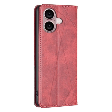 Чехол-книжка Rhombus Texture для iPhone 16 Plus - красный