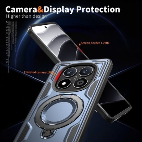 Протиударний чохол MagSafe Holder Armor PC Hybrid для Xiaomi Redmi Note 14 Pro 5G/Poco X7 - синій