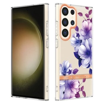 Противоударный чехол Flowers and Plants гибрид твердого и мягкого материала для Samsung Galaxy S24 Ultra 5G - Begonia