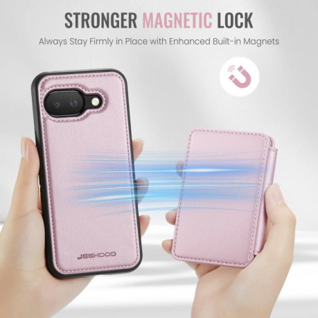 Чохол JEEHOOD J05 Business Magnetic Style RFID Leather для Google Pixel 9a - рожевий