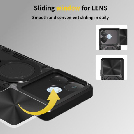 Противоударный чехол CD Texture Sliding Camshield Magnetic Holder на OPPO A5 Pro 5G Global - красный