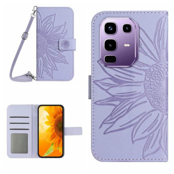 Чохол-книжка Skin Feel з малюнком соняшника на Infinix Note 50 Pro+ 5G - фіолетовий