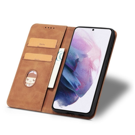 Чохол-книга Calfskin Texture на Samsung Galaxy S21 - коричневий