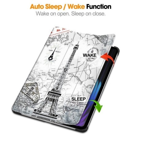 Чехол-книжка Custer Painted 3-Fold Stand Leather Smart для Xiaomi Pad 7 / 7 Pro - Retro Eiffel Tower