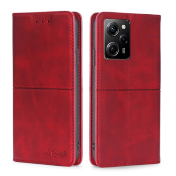 Чехол-книжка Cow Texture Magnetic для Xiaomi Poco X5 Pro / Redmi Note 12 Pro - красный