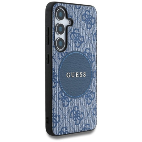 Оригинальный чехол Guess 4G Round Patch Classic Logo MagSafe для Samsung Galaxy S25 - blue