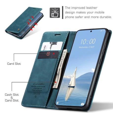 Чехол-книжка CaseMe-013 многофункциональный с кармашком на карт на Xiaomi 15T Pro - синий