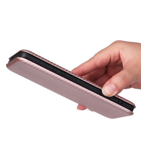 Чехол-книжка Carbon Fiber Texture на Realme 11 Pro / 11 Pro+ - розовый