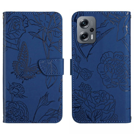 Чехол-книжка Skin Feel Butterfly Embossed для Xiaomi Poco X4 GT - синий