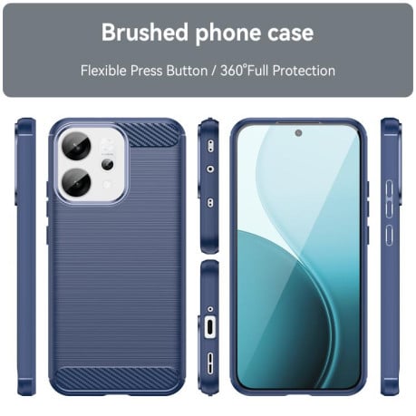 Чехол Brushed Texture Carbon Fiber на OPPO Reno14 Global - синий