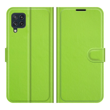 Чехол-книжка Litchi Texture на Samsung Galaxy M32/A22 4G - зеленый