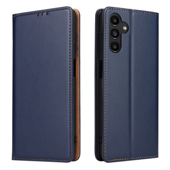 Шкіряний чохол-книжка Fierre Shann Genuine leather для Samsung Galaxy A35 5G - синій