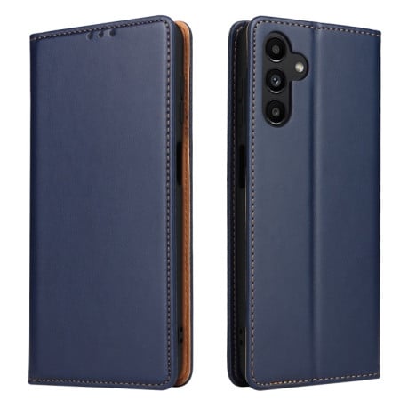 Кожаный чехол-книжка Fierre Shann Genuine leather для Samsung Galaxy A55 5G - синий