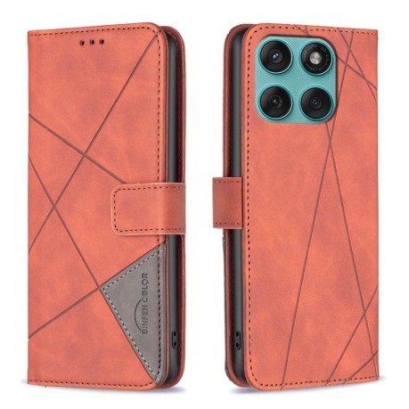 Чехол-книжка Rhombus Texture для Motorola Edge 60 Fusion - коричневый