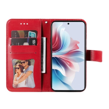 Чехол-книжка 7-petal Flowers Embossing для OPPO Reno11 F Global / F25 Pro Global - красный