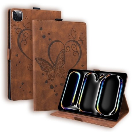 Чохол - книжка Love Butterfly Embossed Leather на iPad Pro 11 2024 - коричневий