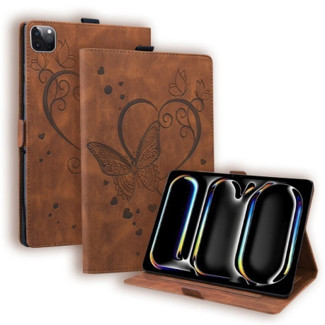 Чохол - книжка Love Butterfly Embossed Leather на  iPad Pro 13 2024 - коричневий