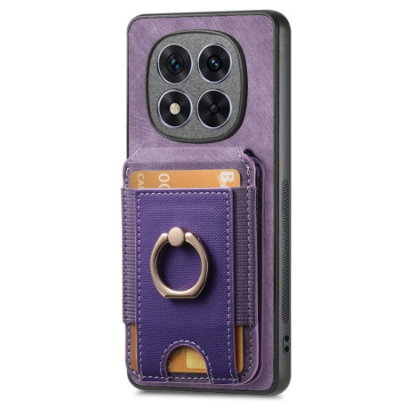 Противоударный чехол Retro Splitable Magnetic Card для Xiaomi Redmi Note 14 Pro+ 5G - фиолетовый