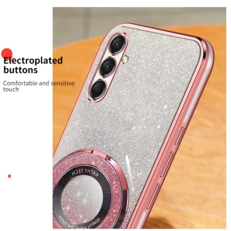Протиударний чохол Plated Gradient Glitter Round Holder  для Samsung Galaxy A16 5G - сріблястий