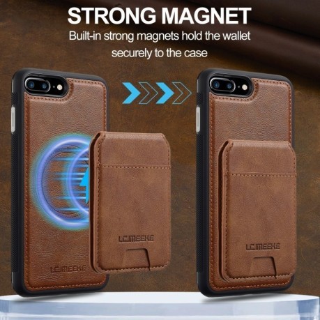 Чехол-книжка LC.IMEEKE L3 Series Detachable RFID Card Bag Magsafe для iPhone 16e - коричневый