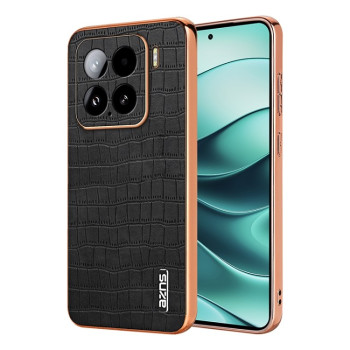 Чехол AZNS металлизированная рамка Electroplated Frame фактура “крокодил” на Xiaomi 15 - черный