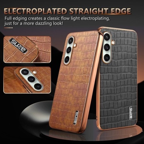 Чехол AZNS Electroplated Frame Crocodile Texture на Samsung Galaxy A36 - зеленый