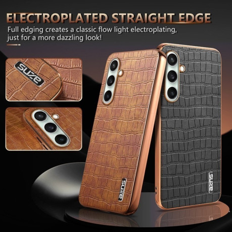 Чехол AZNS Electroplated Frame Crocodile Texture на Samsung Galaxy A36 - белый
