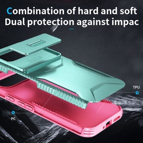 Противоударный чехол Sliding Camshield для Google Pixel 9 Pro XL - Grey Green + Pink