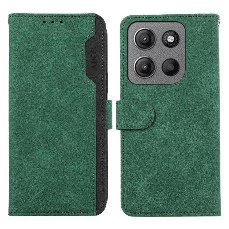Чехол-книжка ABEEL Color Block Magnetic RFID Leather на Motorola Moto G15 4G / G05 - зеленый