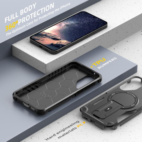 Противоударный чехол MagSafe Holder Armor PC Hybrid для Samsung Galaxy A16 4G / 5G - черный